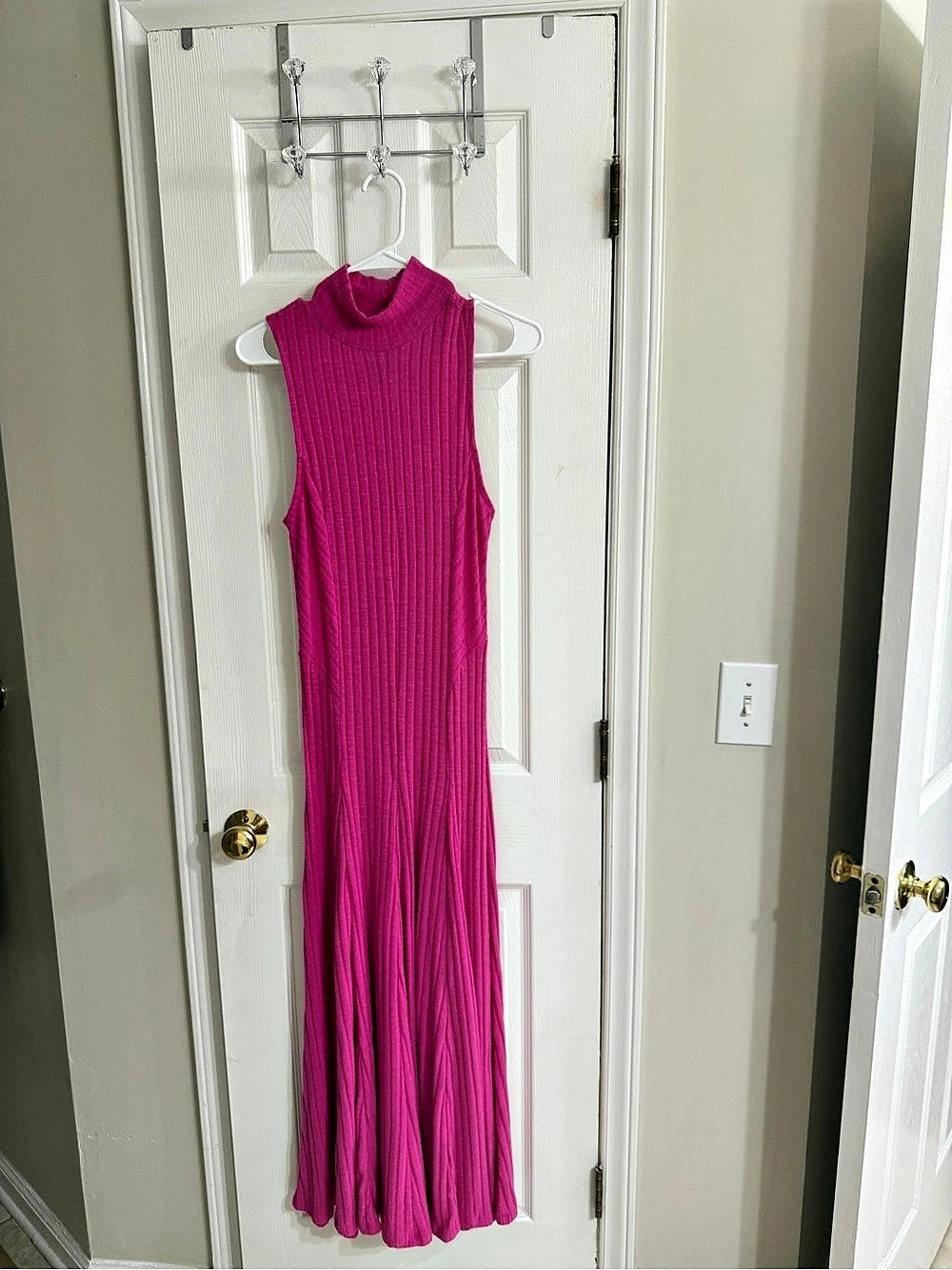 Scoop Ribbed knit  Maxi Dress in Pink Size Medium New without tags